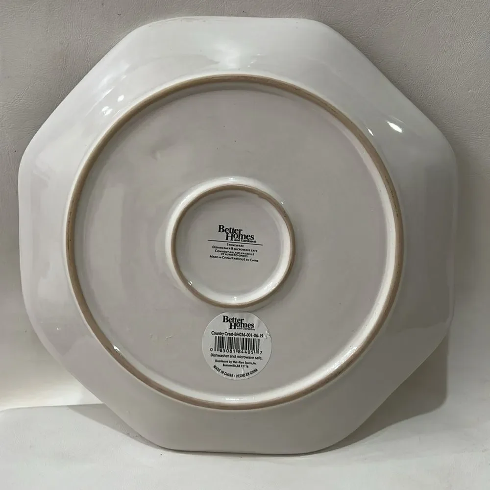 Better Homes And Gardens White Gray Octagonal Dinnerware 10 1/4 in X 1 1/4 Tall
